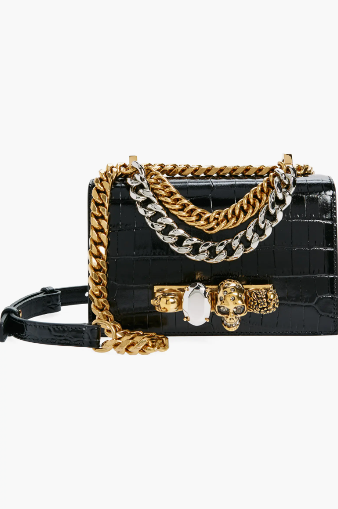 7417 - Alexander McQueen Croc embossed Satchel Bag - New in Box