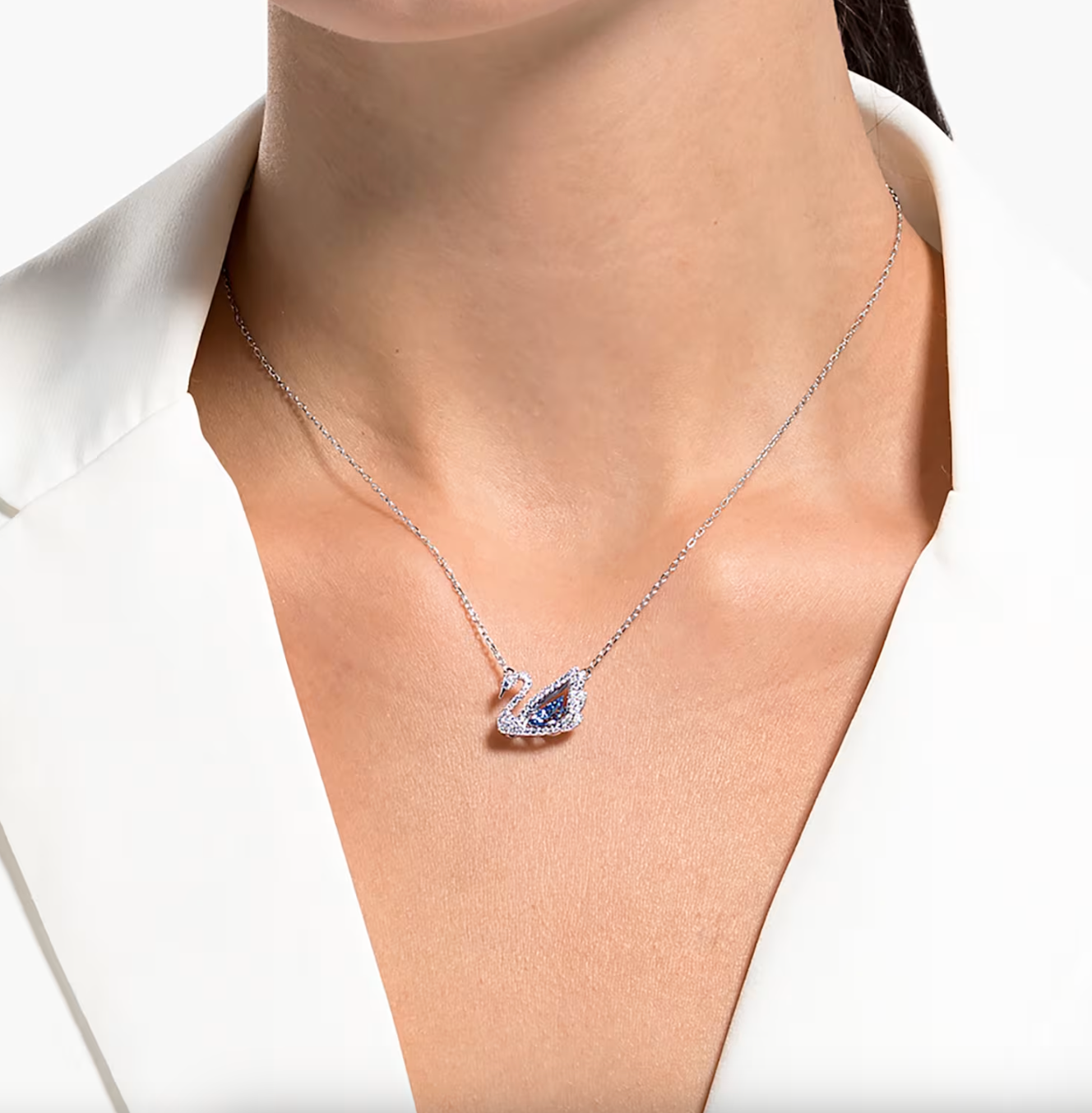Swarovski Iconic Dancing Swan Pendant Necklace - New in Box - Rhodium Plated