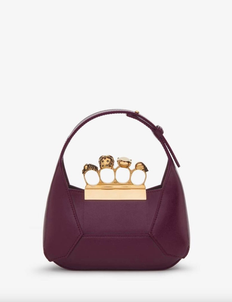 6979 - Alexander McQueen Jewelled Mini Hobo - Burgundy calfskin - NIB