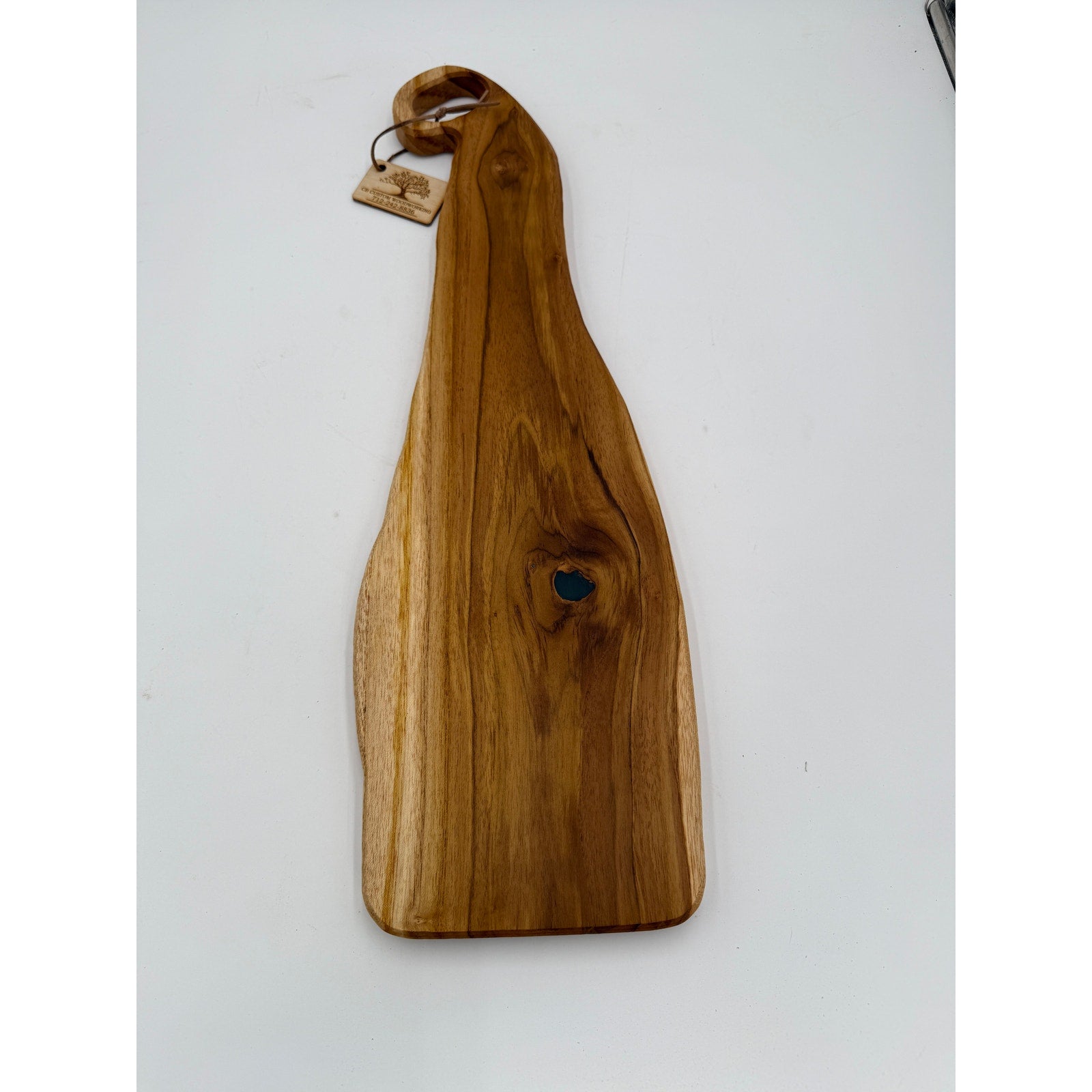 Handcrafted Teak Cheese and Charcuterie Board, 23.5 x 7 x 0.75 in, black epoxy detail, appetizer tray, kitchen gift