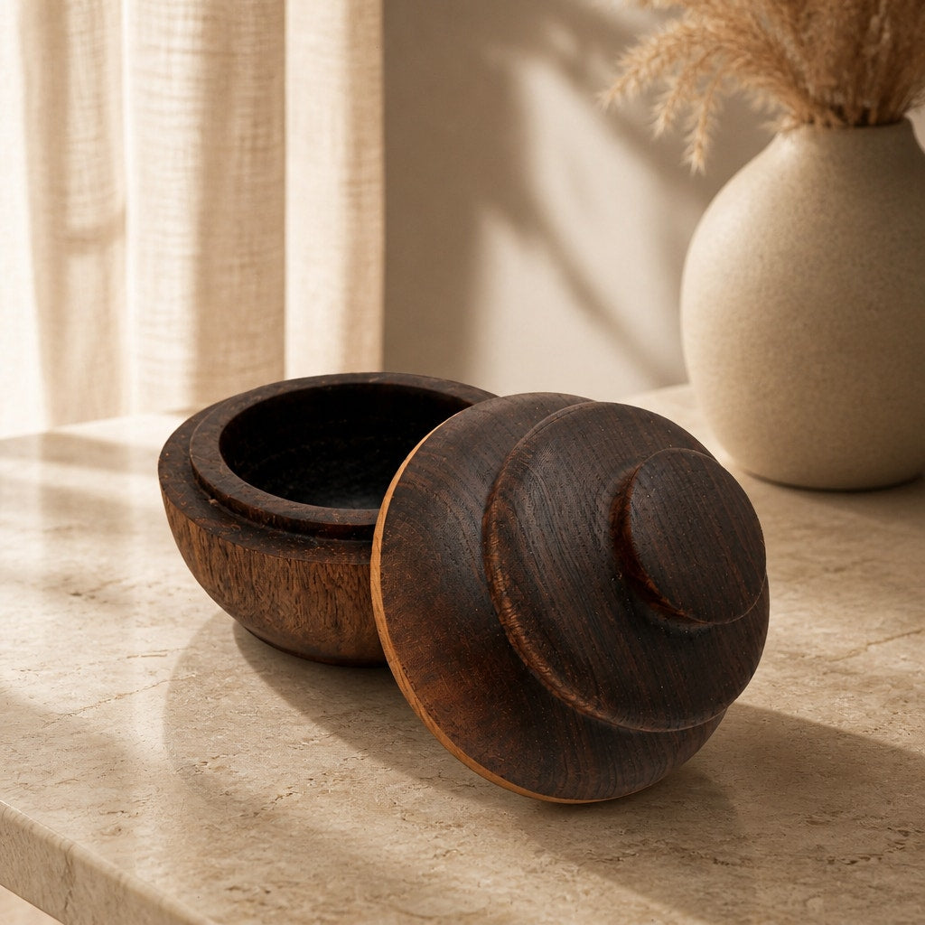 Hand Turned Walnut Lidded Box with Maple Trim, 4.5 x 4.5, catchall storage, jewelry holder, hand crafted gift