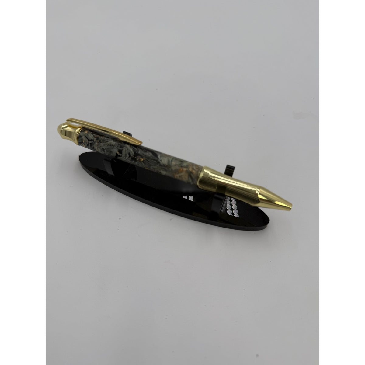 Custom Money Contour Twist Pen, Gold Hardware, Epoxy Barrel, Shredded Currency, SKU 1475