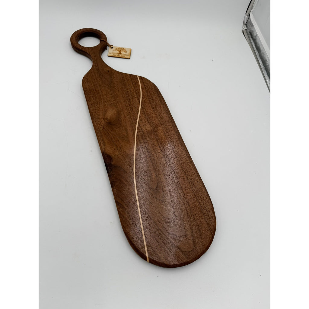 Walnut Charcuterie Board with Maple Inlay, 26.75 x 7.25 x 0.75, serving tray, decorative kitchen, hostess gift