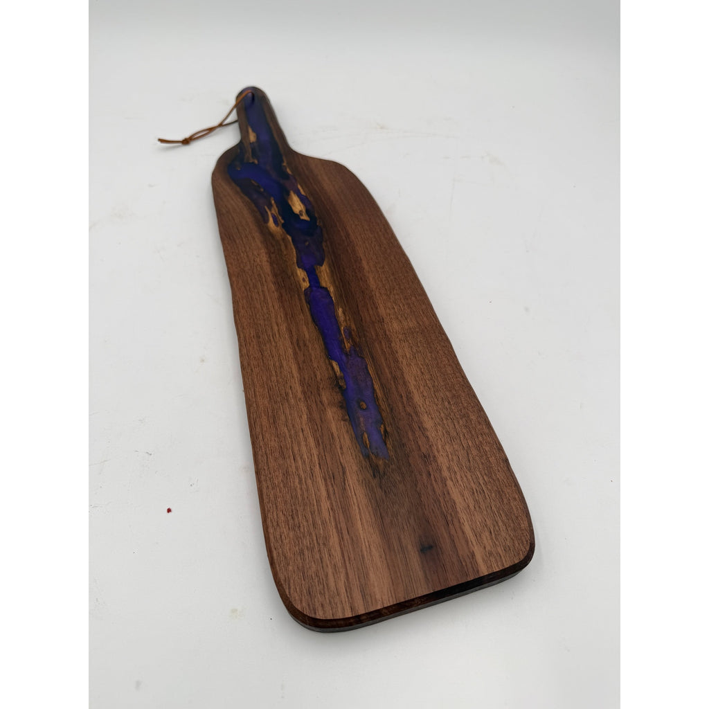 Walnut Charcuterie Board with Purple Epoxy, 20.5 x 5.5 x 7/8, food safe finish, handcrafted serving board