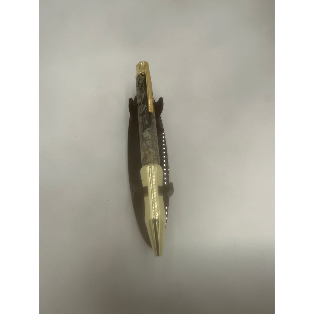 Custom Money Contour Twist Pen, Gold Hardware, Epoxy Barrel, Shredded Currency, SKU 1475