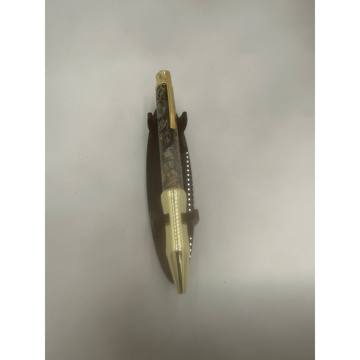 Custom Money Contour Twist Pen, Gold Hardware, Epoxy Barrel, Shredded Currency, SKU 1475