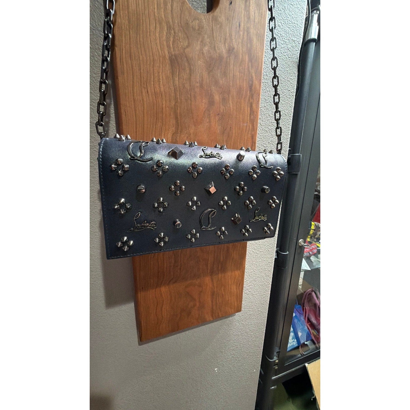 Christian Louboutin Paloma Clutch Green/Gunmetalv