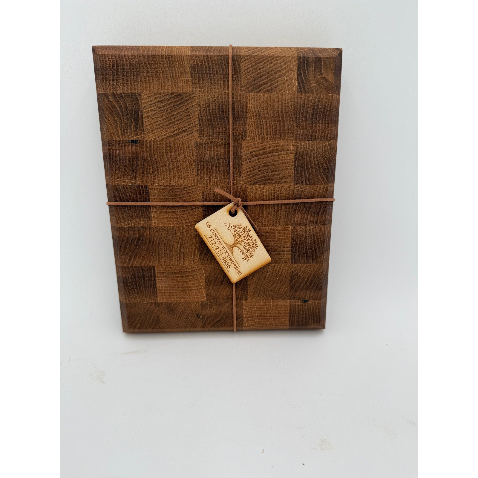 Premium White Oak End Grain Cutting Board, 9.5 x 7.5 x 1.5, hand crafted, butcher block style, knife friendly, gift ready