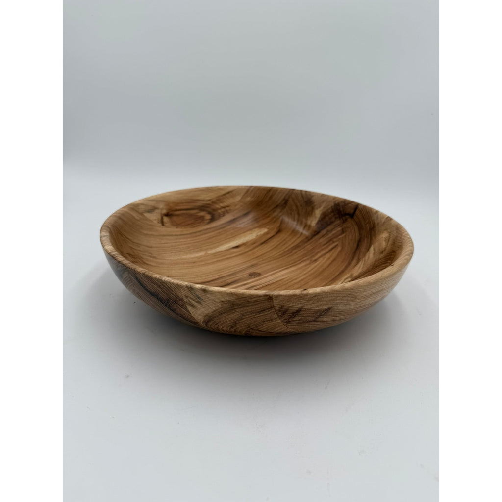Hand Turned Hickory Wood Serving Bowl, 11.5 x 3, food safe finish, rustic kitchen decor, handmade functional