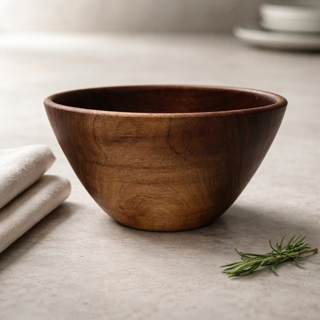 Hand Turned Walnut Wood Bowl 8x5