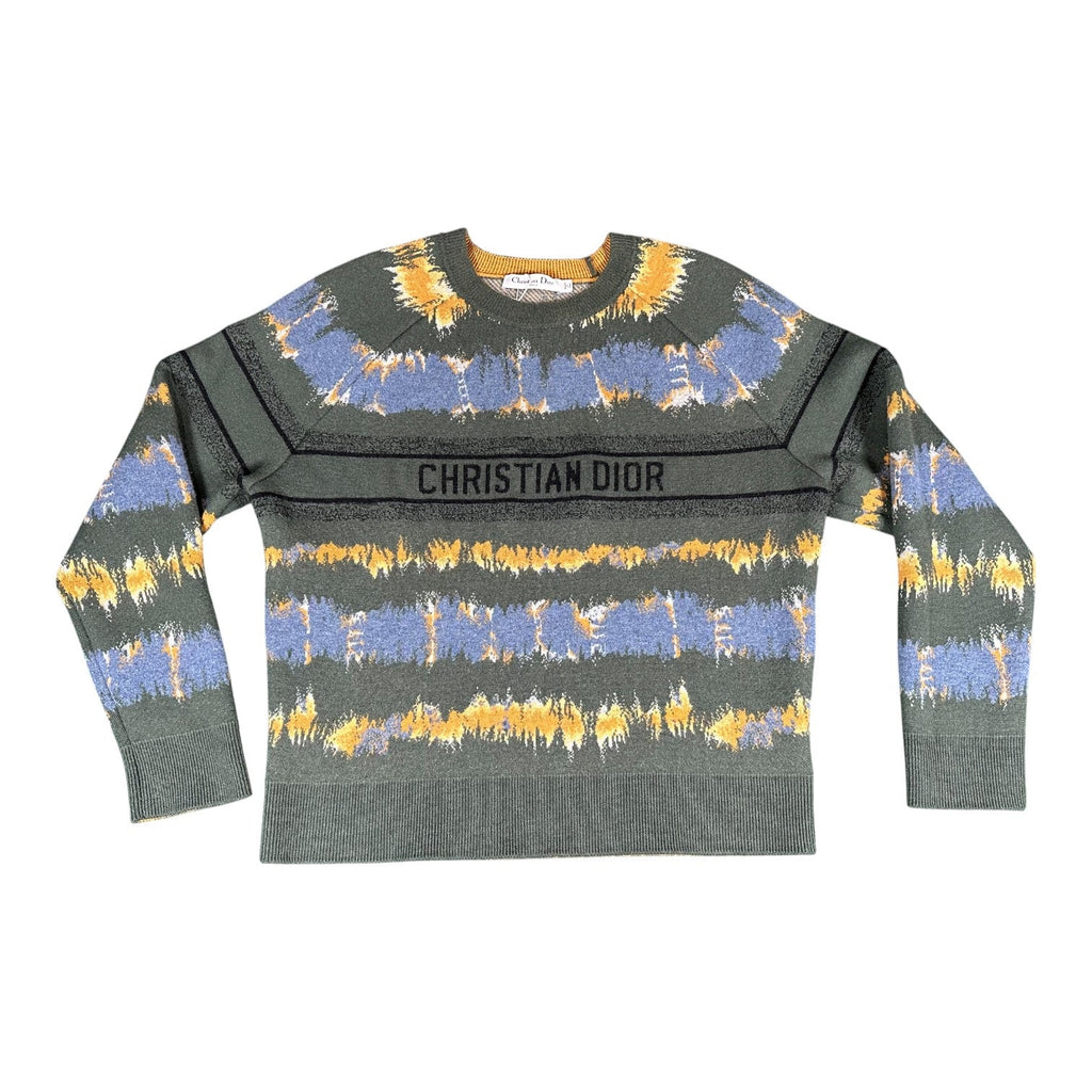 Christian Dior Tie-Dye Logo Sweater Green Blue FR40 / US8 Excellent