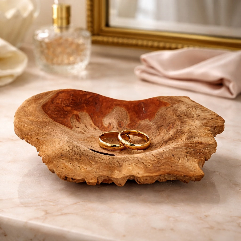Hand Turned Wooden Ring Cup and Trinket Dish, assorted woods, handmade catchall, bedside jewelry holder, unique gift