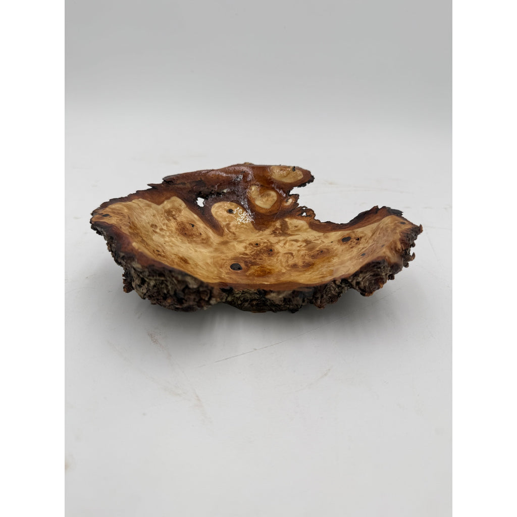 Live Edge Birch Burl Cap Decorative Bowl, 7" x 2", hand turned wood, natural edge centerpiece, handcrafted gift