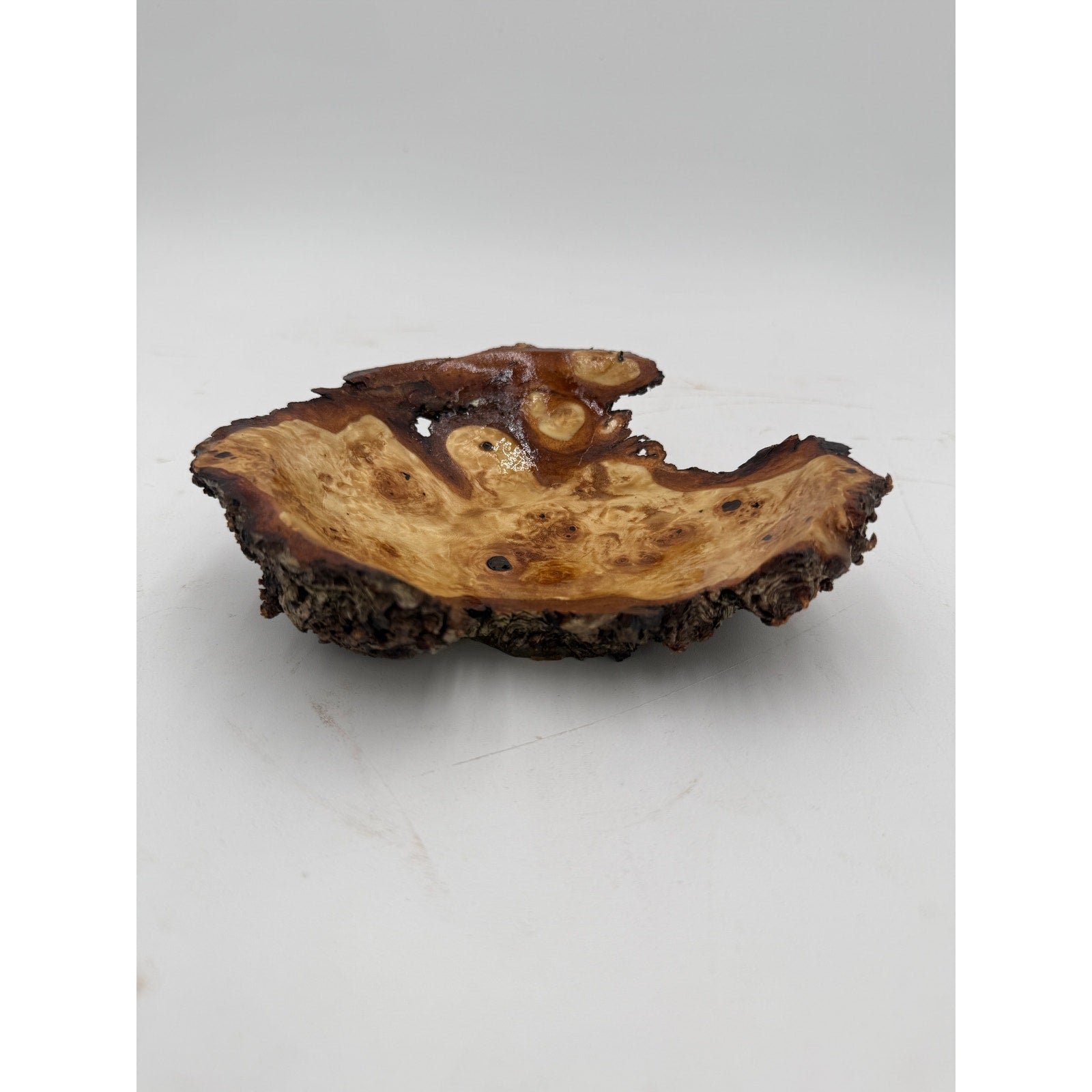 Live Edge Birch Burl Cap Decorative Bowl, 7" x 2", hand turned wood, natural edge centerpiece, handcrafted gift