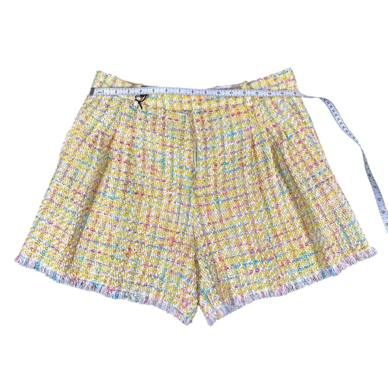 Gucci Yellow Tweed Wool Blend High Rise Shorts GG Buttons NWT Size 46