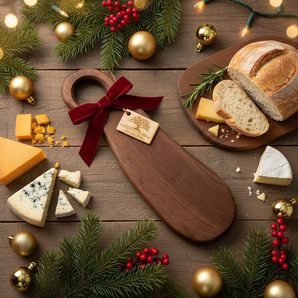 Walnut Oval Charcuterie Board with Handle, 15.5 x 5.25 x 1, beautiful grain, serving and display, functional kitchen decor