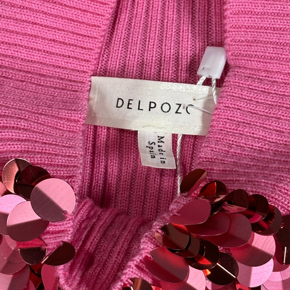 Delpozo Pink Merino Wool Sequin Sweater Size M NWT