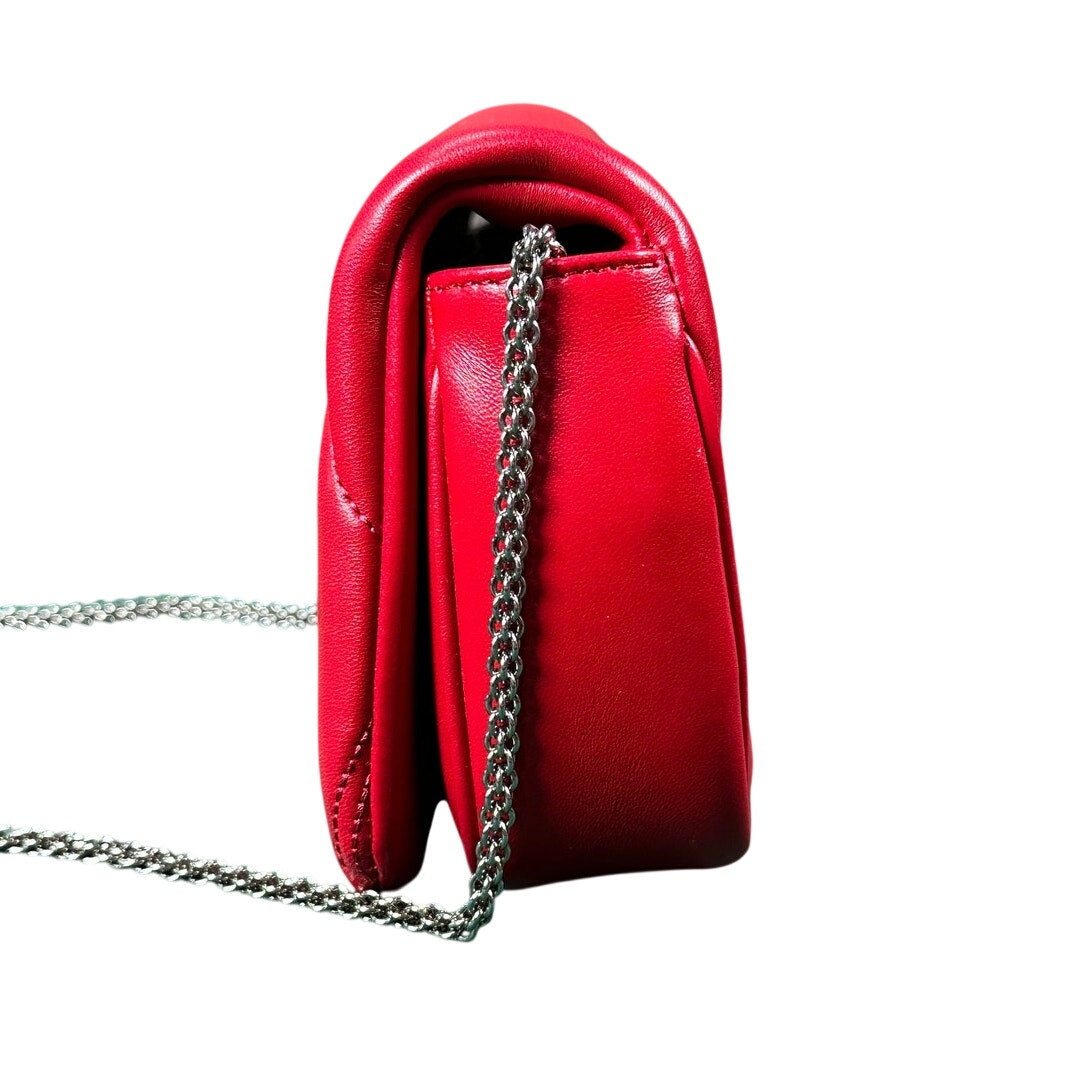 Alexander McQueen Small Seal Bag Blood Red Silver NWT