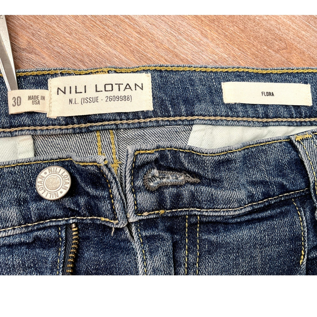 Nili Lotan Flora Wide Leg High Rise Jeans Size 30
