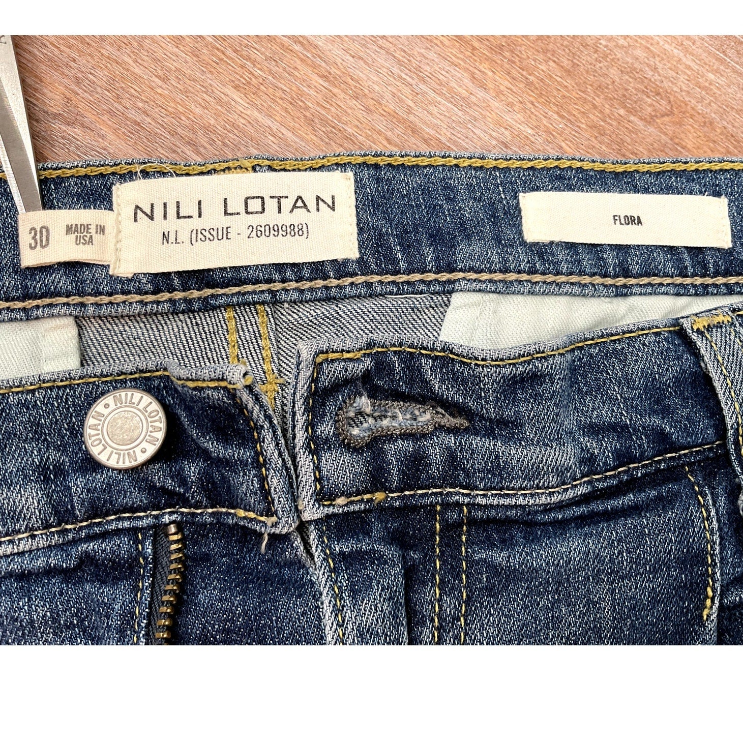Nili Lotan Flora Wide Leg High Rise Jeans Size 30