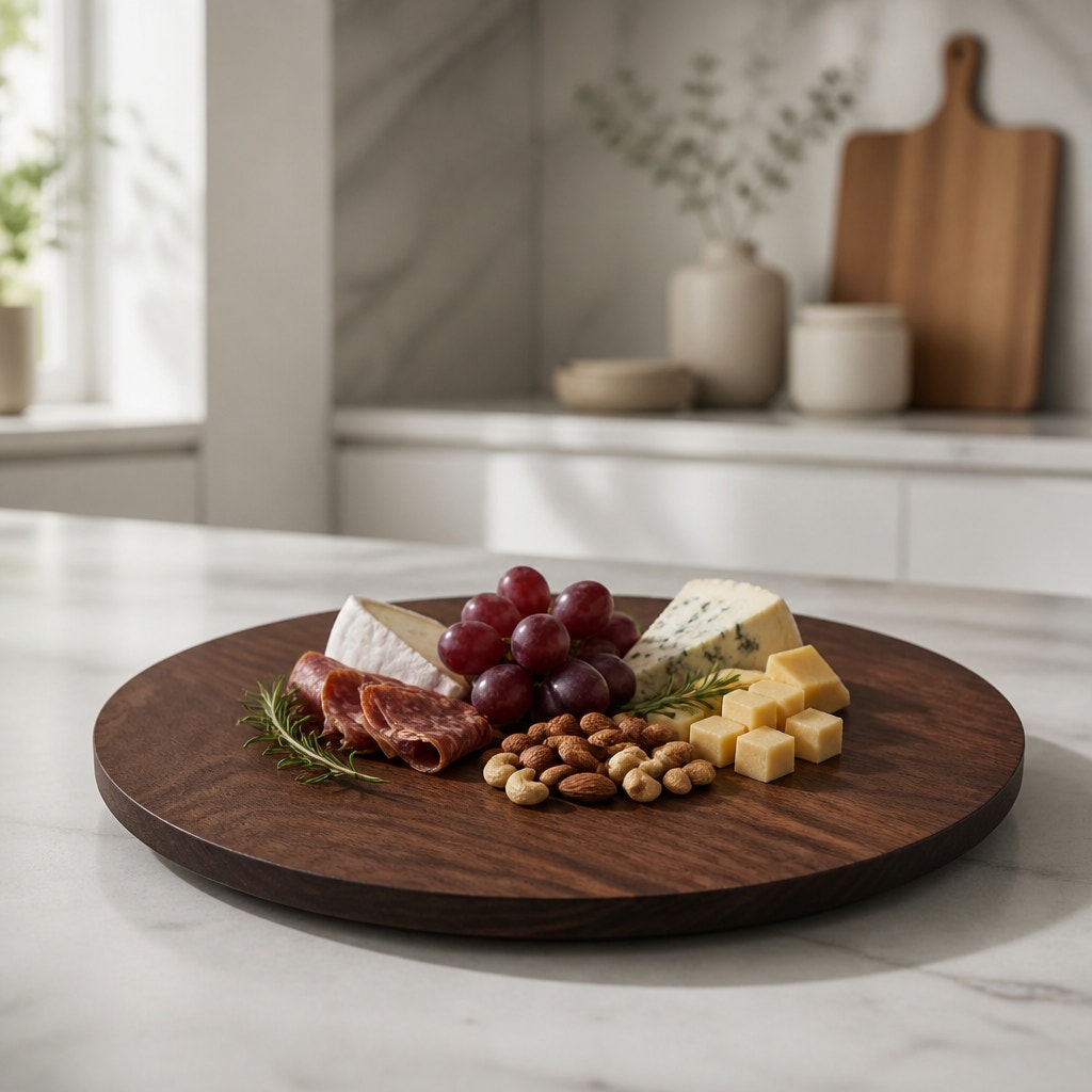 Hand Turned Walnut Serving Platter, 12.5 Inch, Rich Grain Patterns, SKU 1461