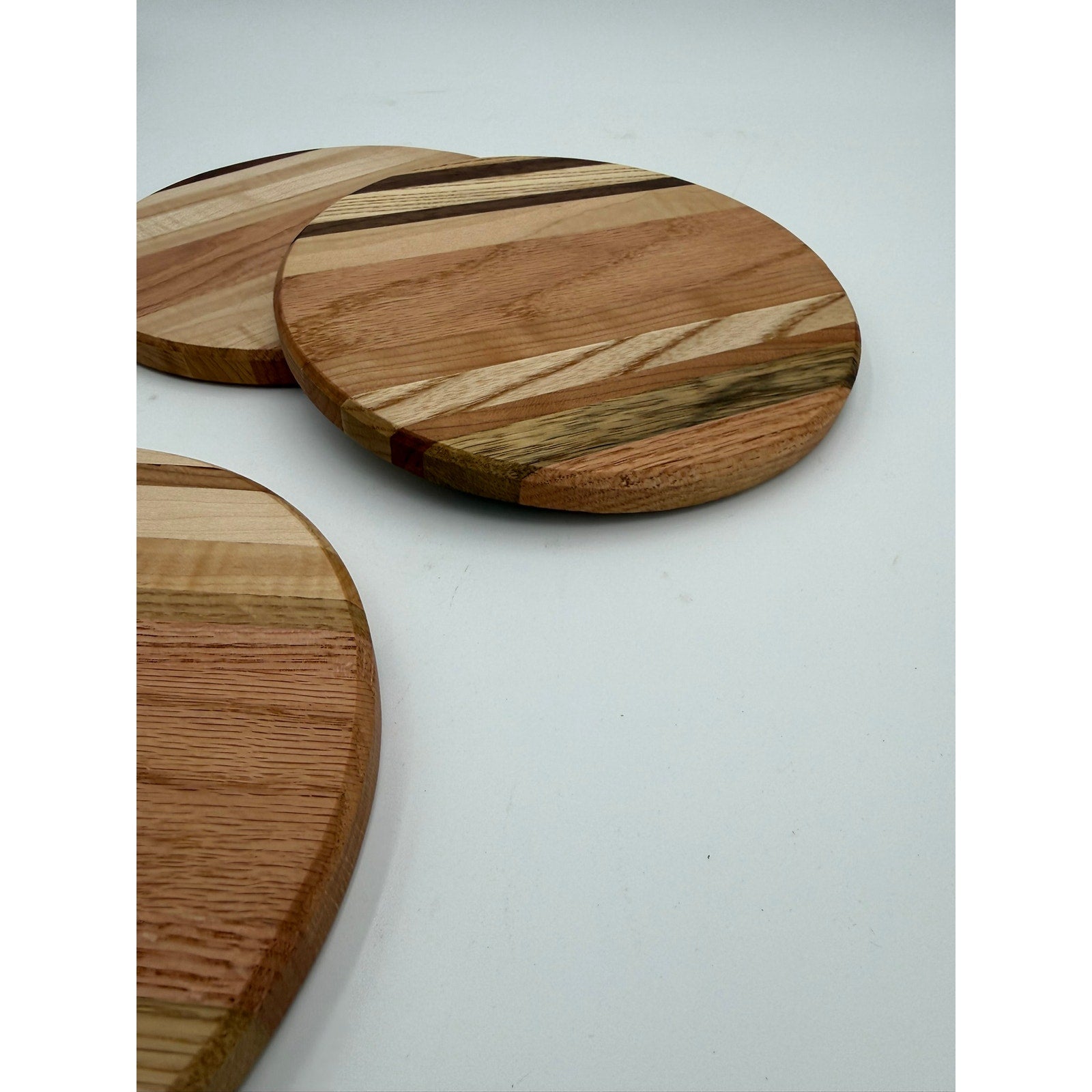 Handmade Mixed Hardwood Round Trivet, heat resistant, kitchen pot holder, solid wood board, hot dish mat, housewarming gift
