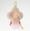 CURATED by Kira Louis Vuitton Vivienne Fashionista Ballerina bag charm in cream mink fur with pink tutu and gold hook