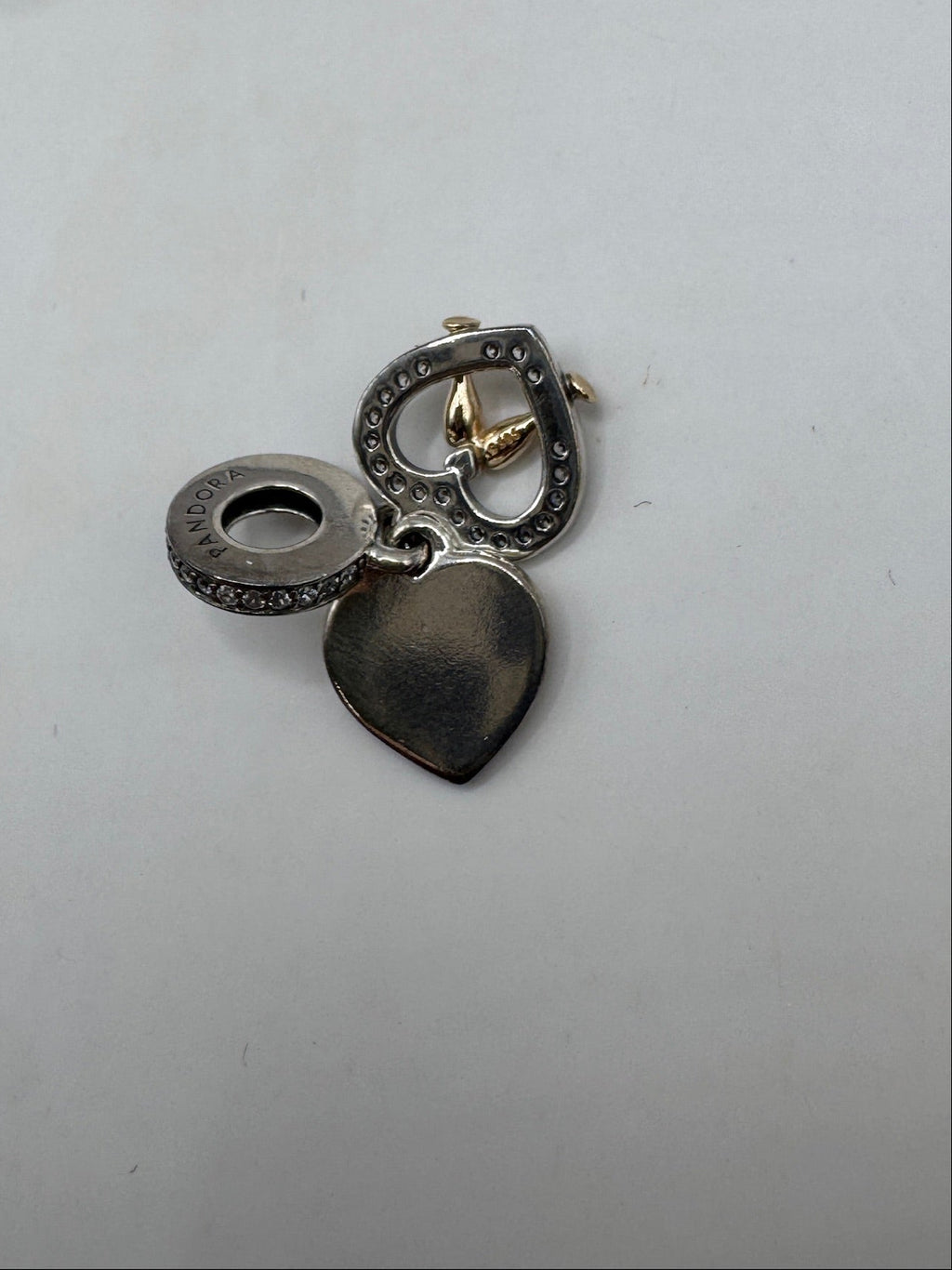 Pandora Two-tone Happy Anniversary Dangle Charm - 14k gold & Sterling silver - NWT