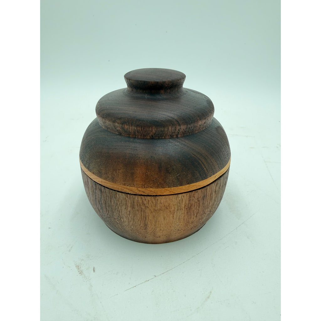 Hand Turned Walnut Lidded Box with Maple Trim, 4.5 x 4.5, catchall storage, jewelry holder, hand crafted gift