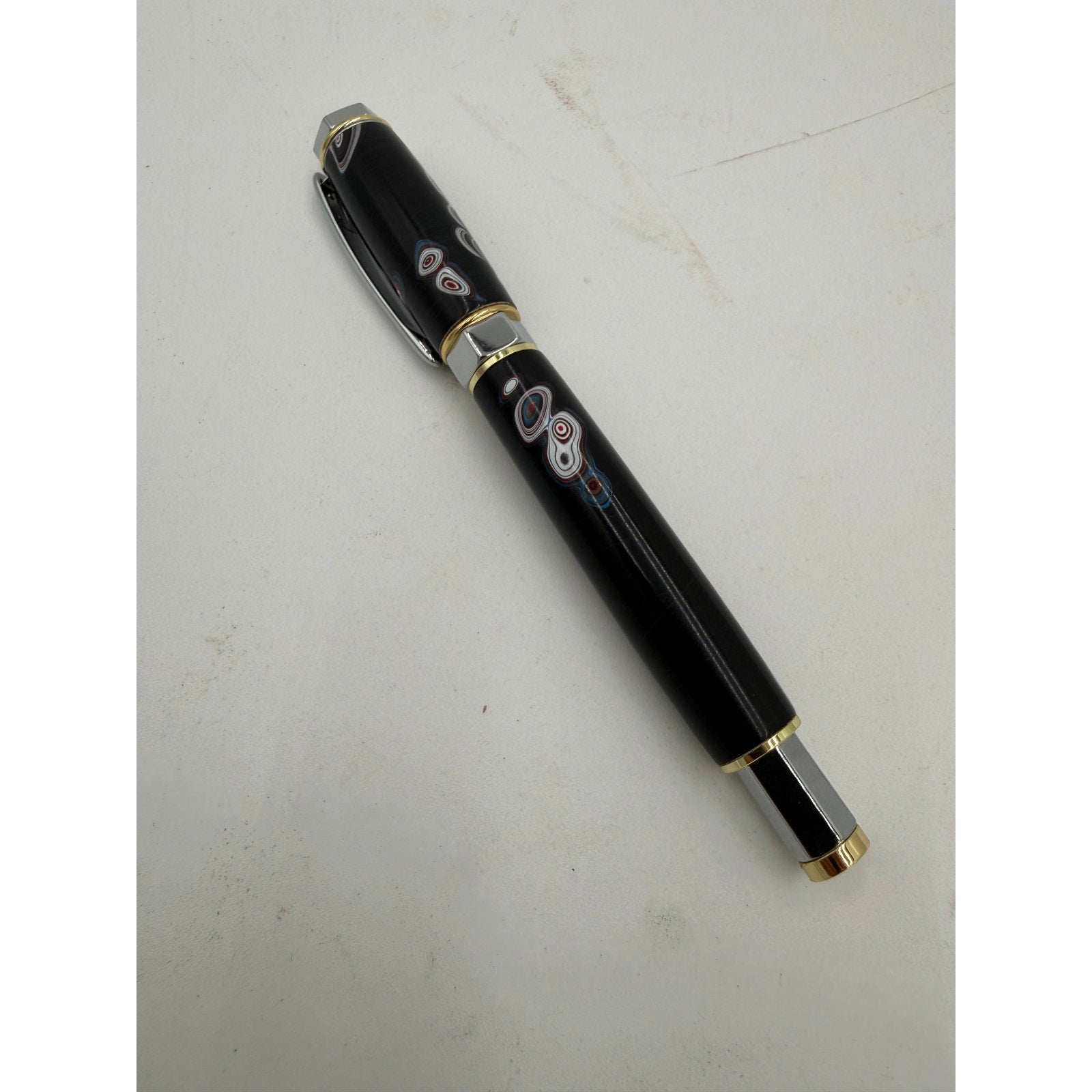 Hand Turned Fordite Rollerball Pen Gift Set, executive gift, hand crafted, rare fordite barrel, smooth writing, upgradeable refill