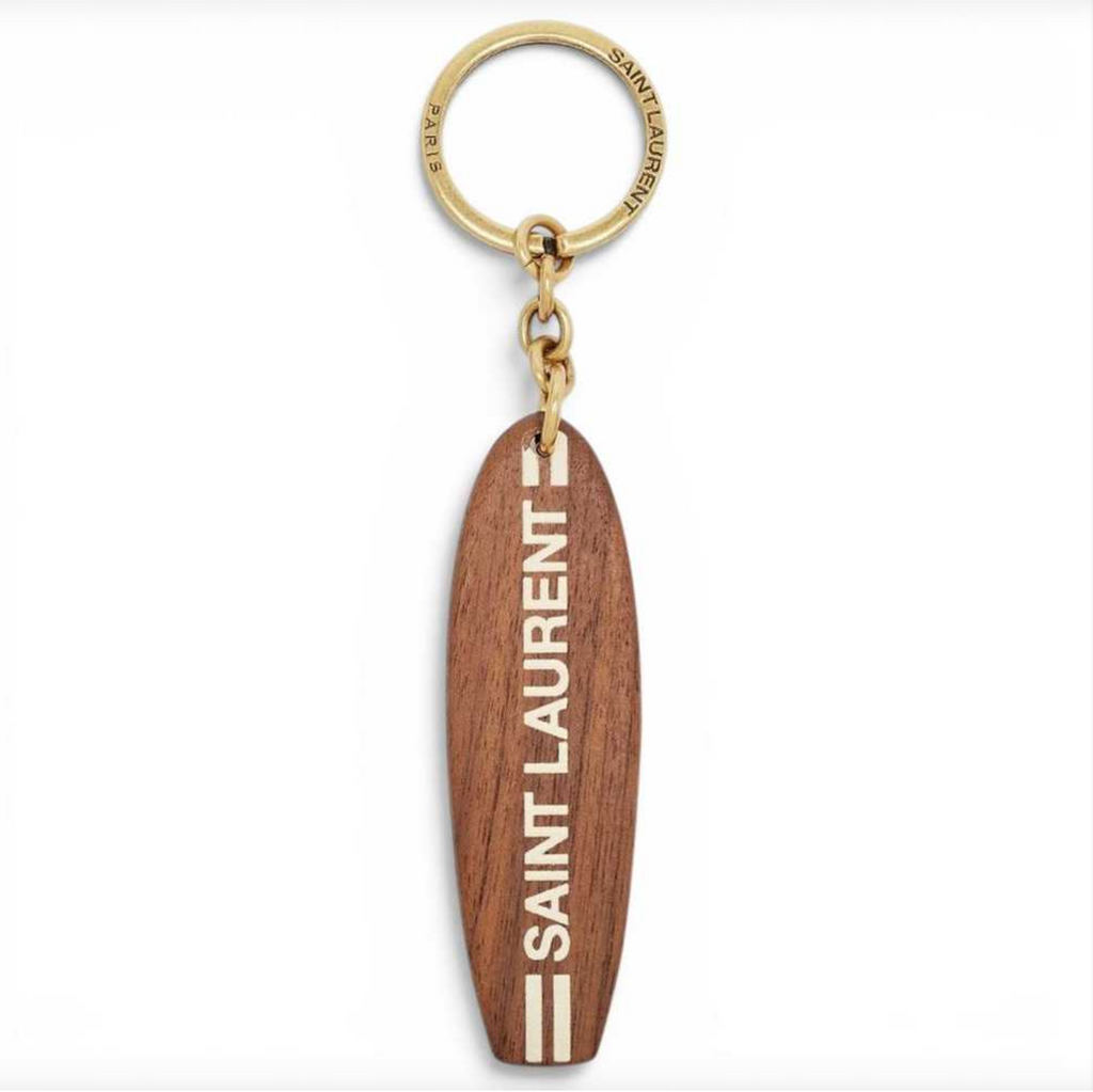6848 - Saint Laurent Wooden Surfboard Keychain Bag Charm - New