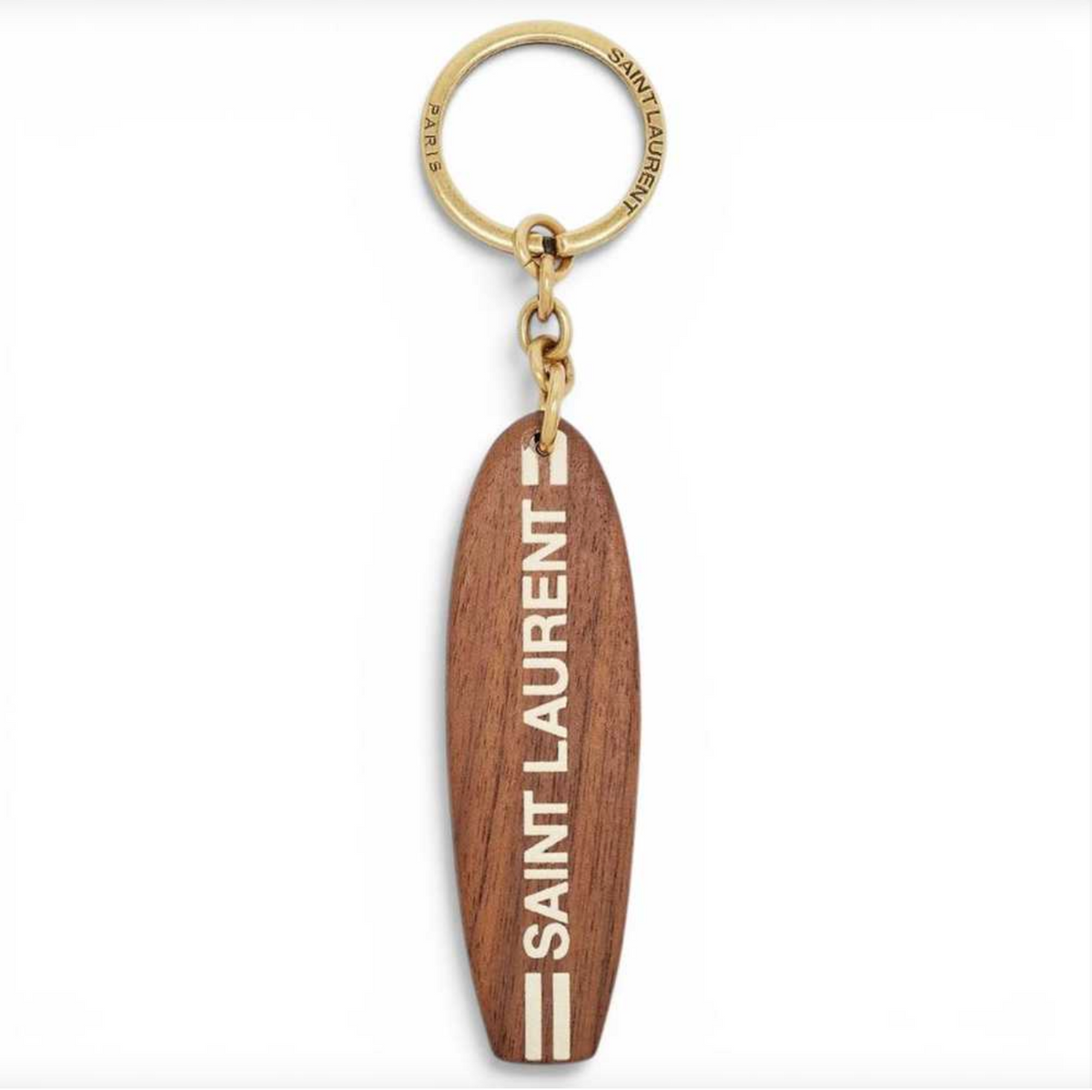 6848 - Saint Laurent Wooden Surfboard Keychain Bag Charm - New