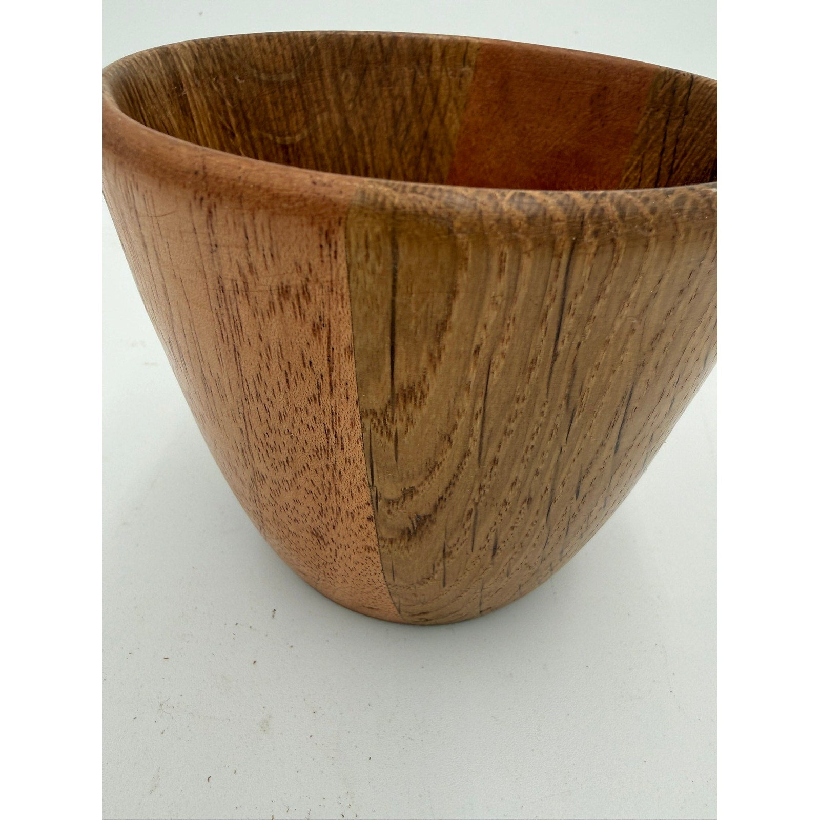 Hand Turned White Oak and Mahogany Bowl, 5 x 4.25 in, handmade wood vessel, food safe finish, decorative yet functional