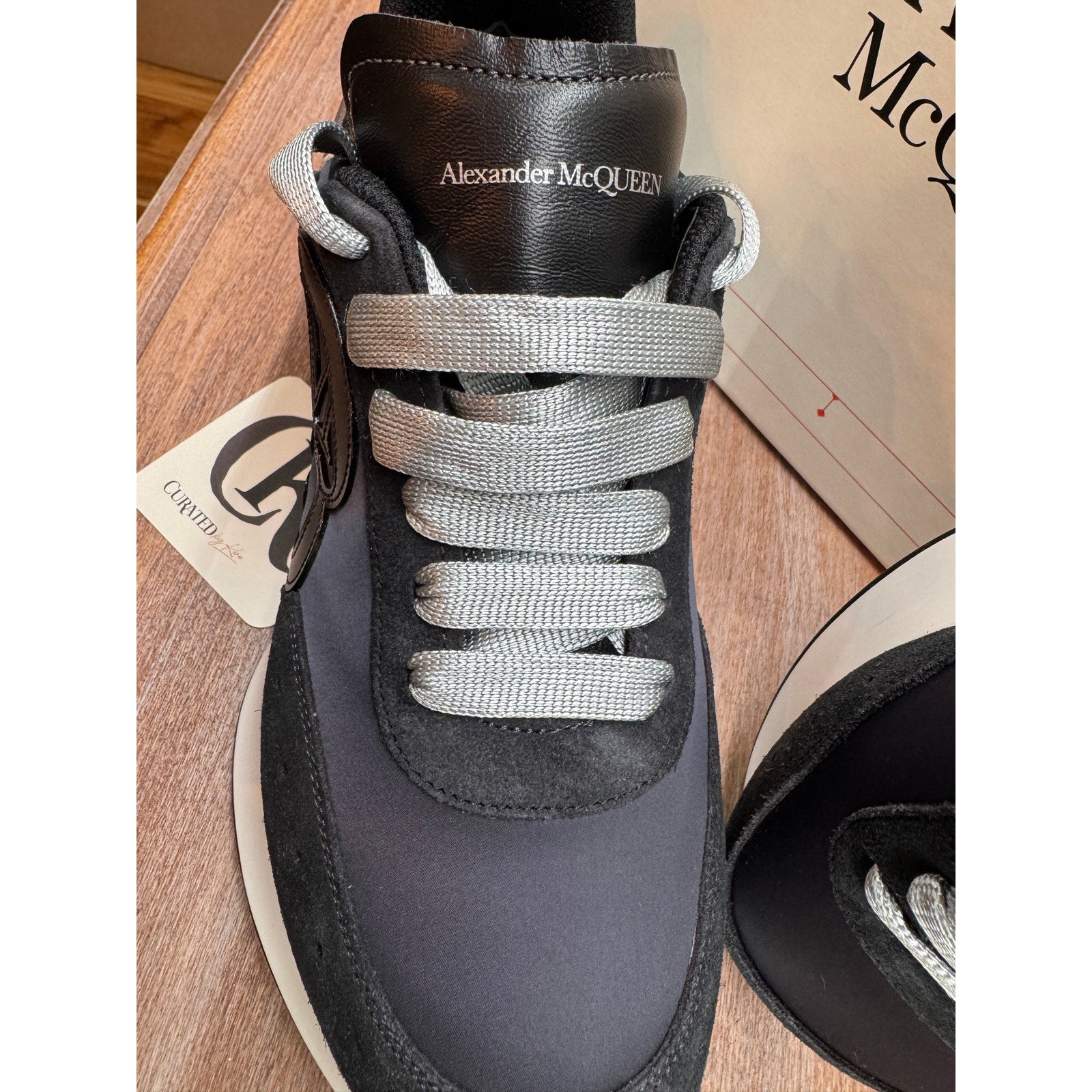 Alexander McQueen Black & Silver Oversized Sneakers Size 41 NEW