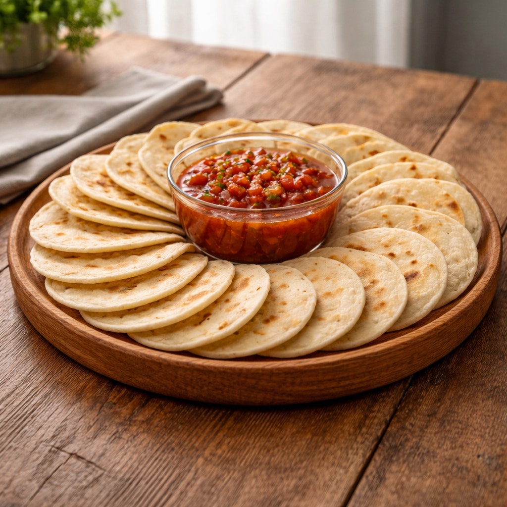 Handmade Round Oak Appetizer Tray with Bowl, 17.75 x 1.25 in, functional serving platter, chips salsa veggie server