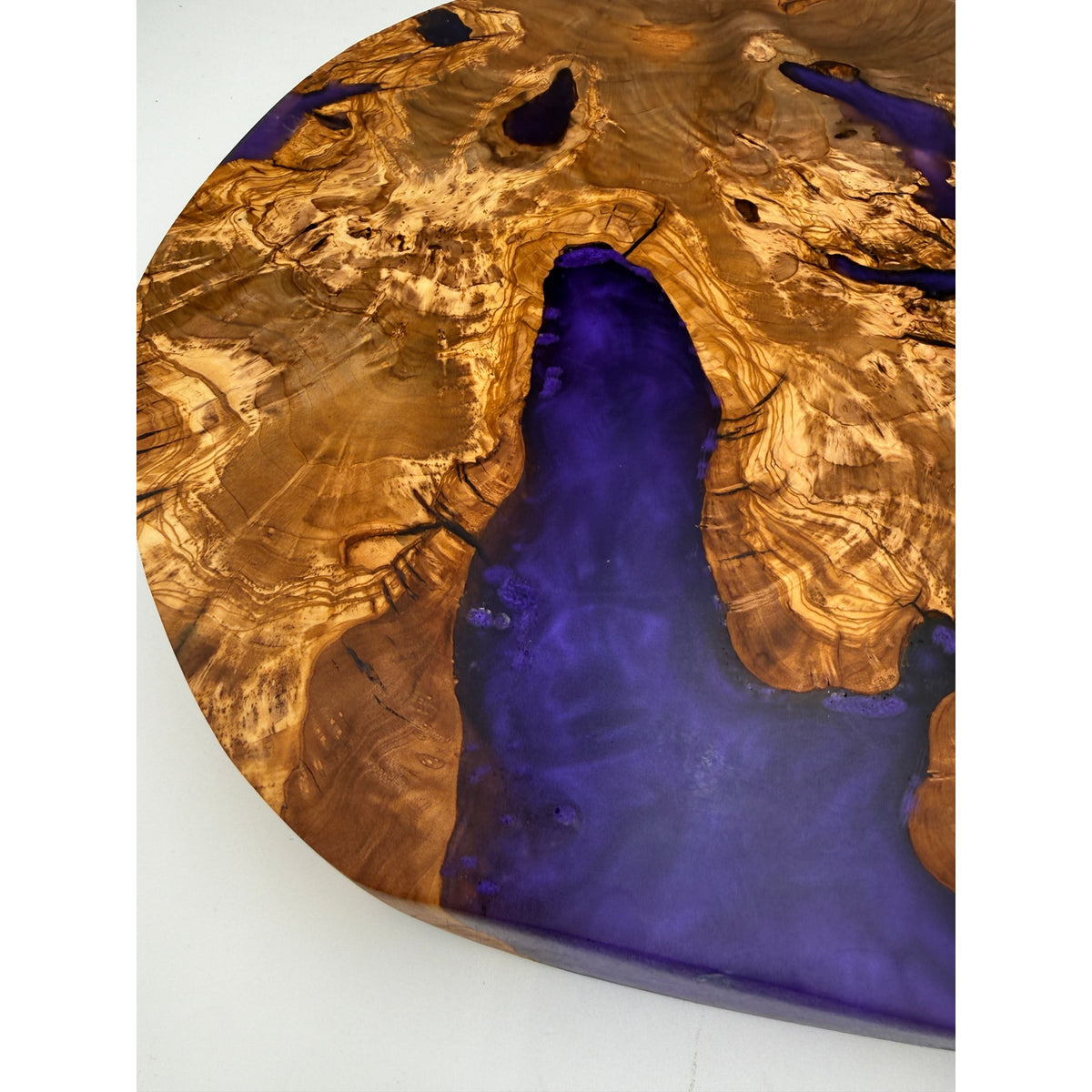Olivewood Purple Epoxy Charcuterie Board, 15.5 x 2 Inch, Handcrafted, One of a Kind, SKU 1556