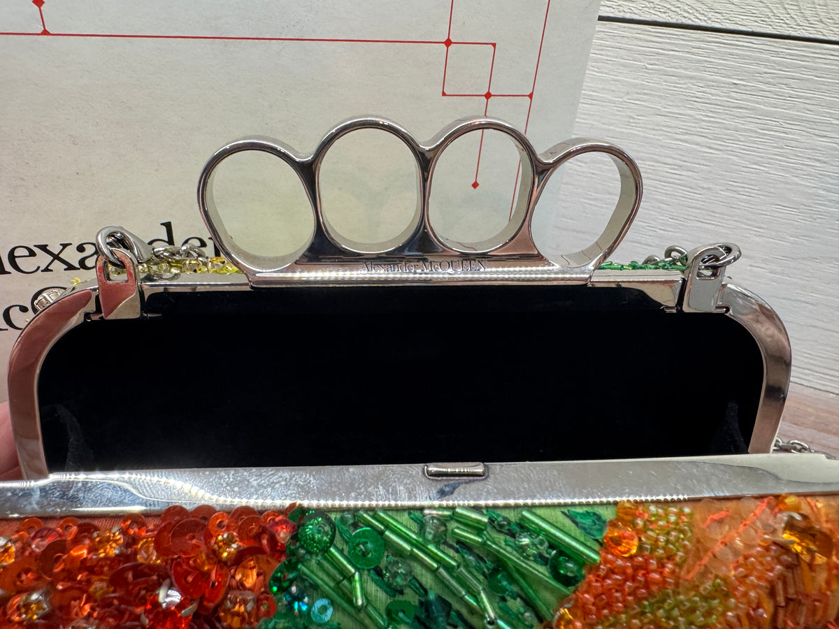 6133 - Alexander McQueen Four Ring Patchwork Sequins Box Clutch Bag - Retail $4590