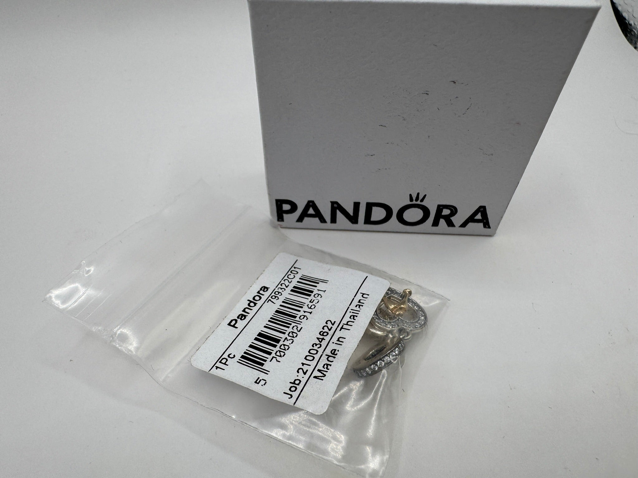Pandora Two-tone Happy Anniversary Dangle Charm - 14k gold & Sterling silver - NWT