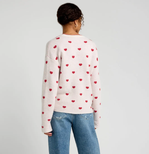 Splendid Lolly Hearts Jacquard Sweater - Size L - NWT