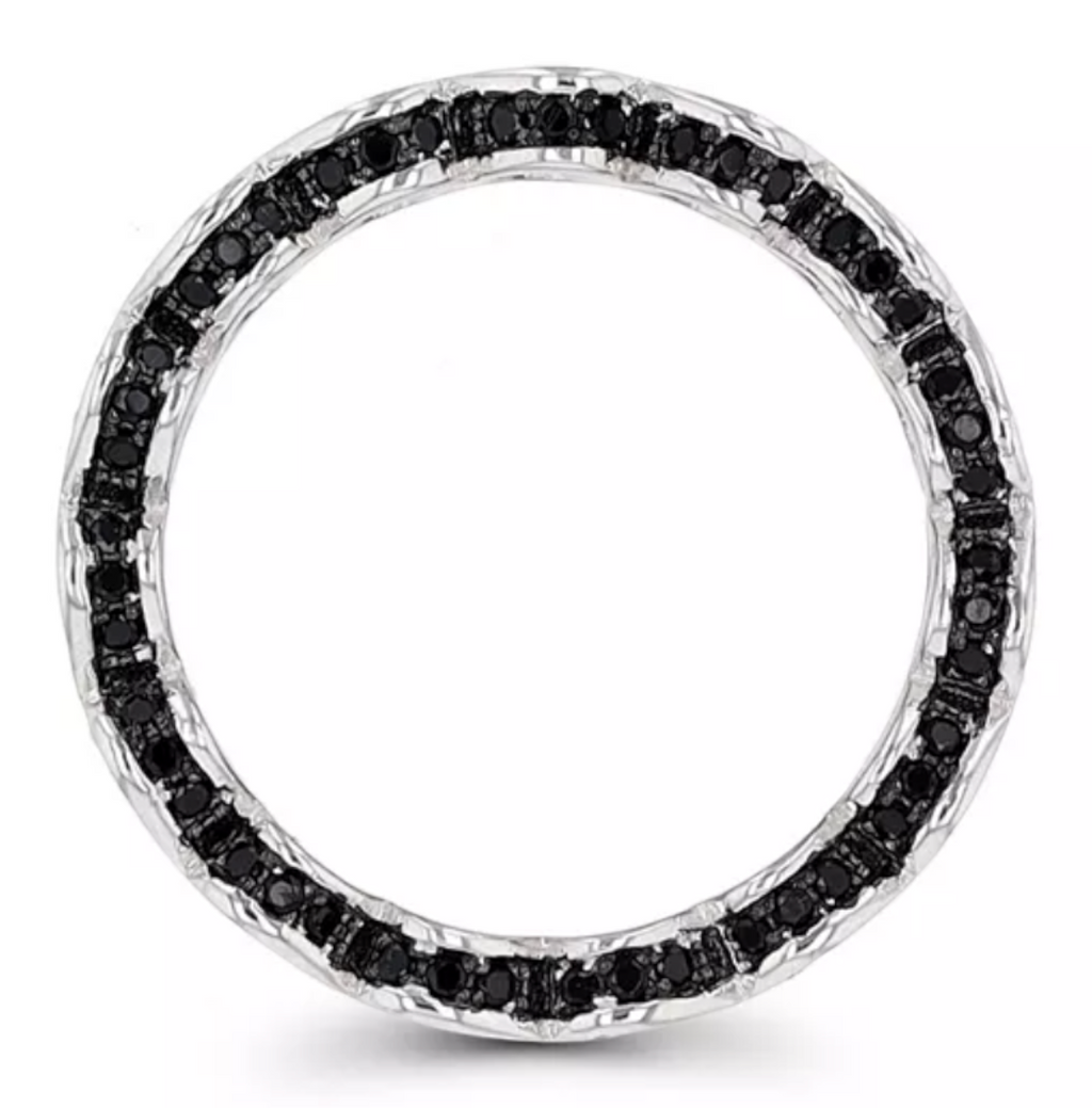 CURATED by Kira eternity band featuring black spinel pave stones set in rhodium plated sterling silver