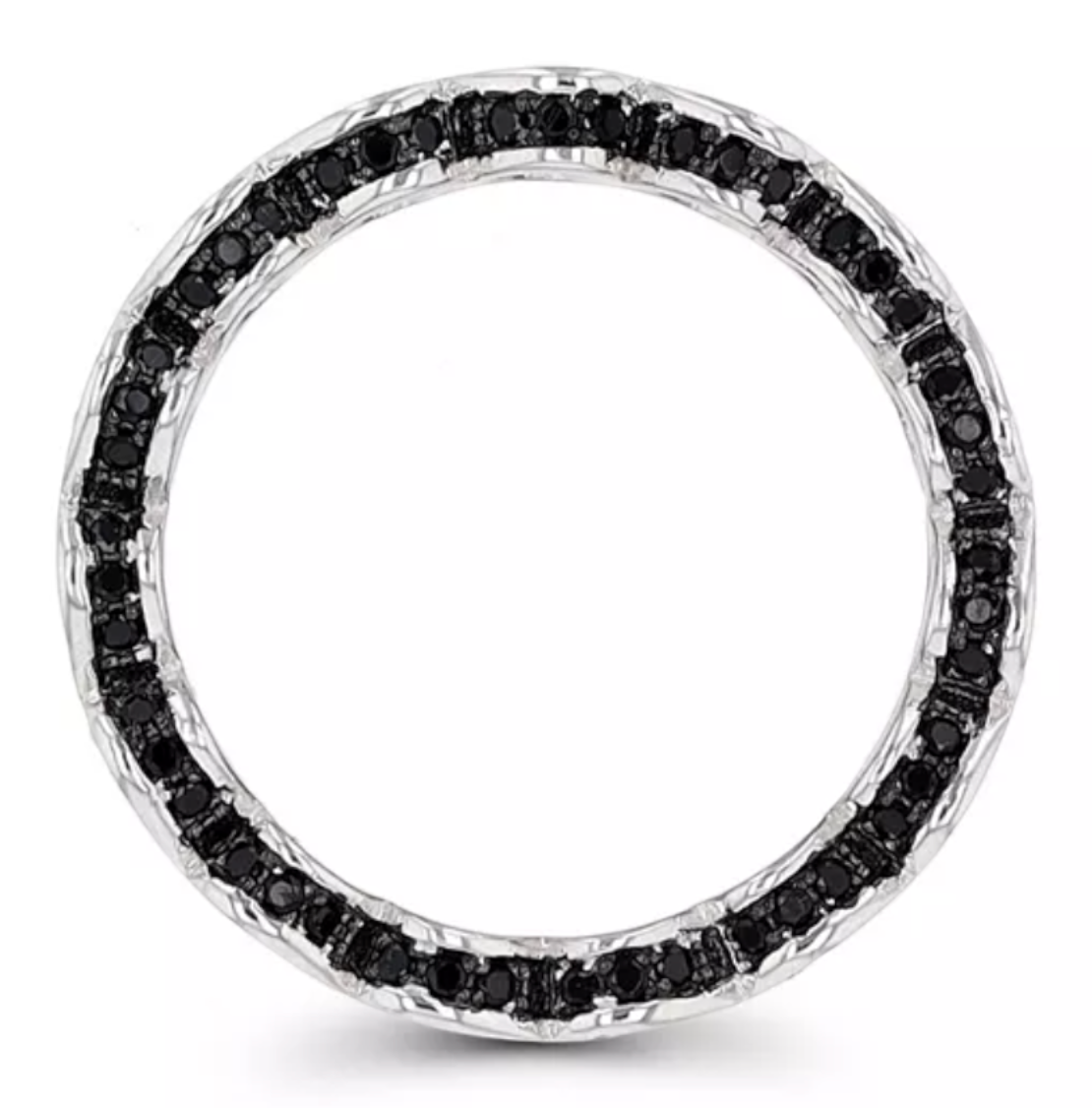 CURATED by Kira eternity band featuring black spinel pave stones set in rhodium plated sterling silver