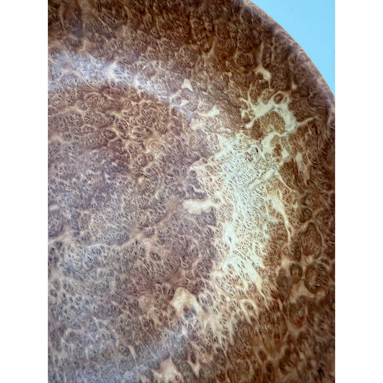 Hand Turned Red Mallee Burl Wood Bowl, 9.5 x 2.75 inches, food safe finish, handmade salad or fruit bowl, decorative centerpiece