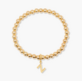 Brook & York Gold Beaded Initial Bracelet Removable Letter Charm Stretch NWT