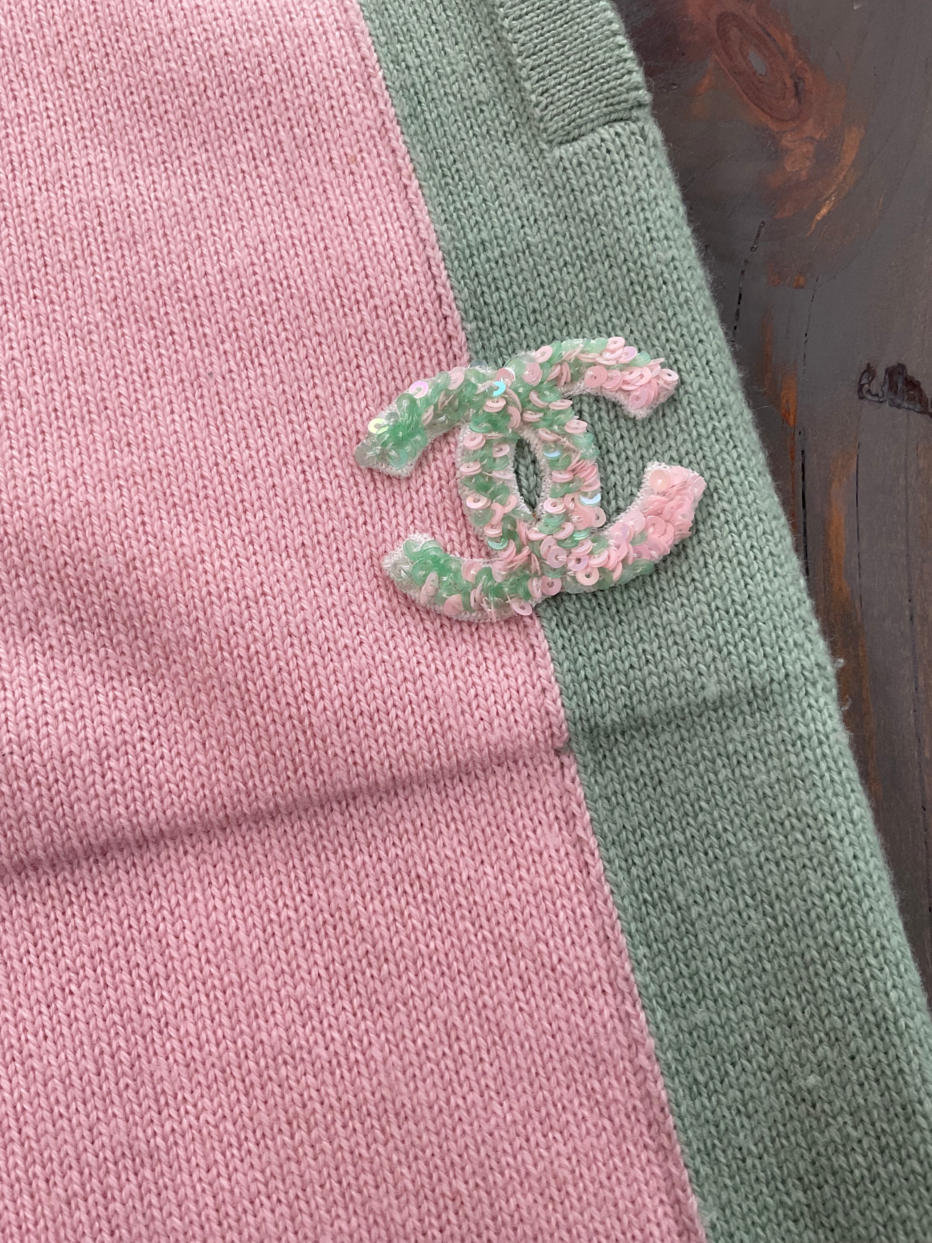 Chanel Cashmere Pants - Pink with Green Stripe