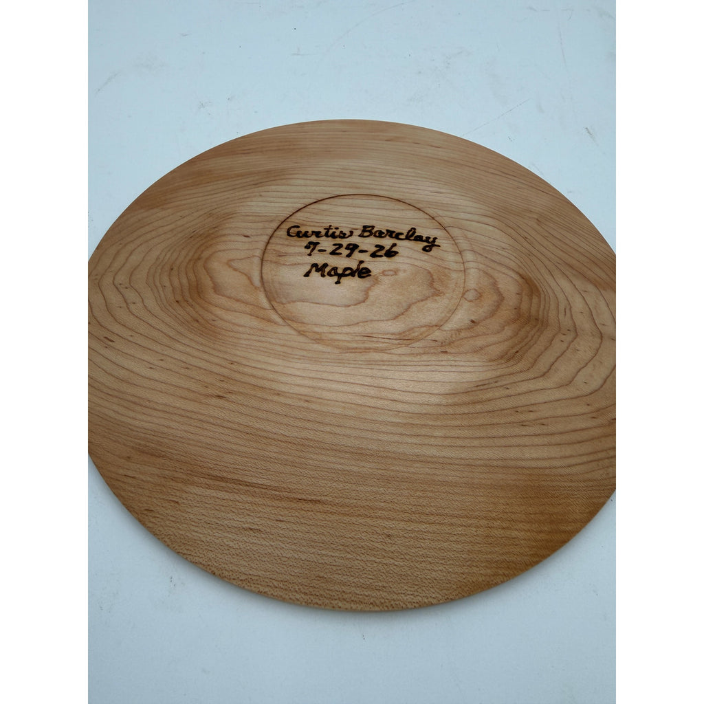 Hand Turned Maple Wood Platter, 10 Inch, Artisan Tableware, Rustic Kitchen Decor