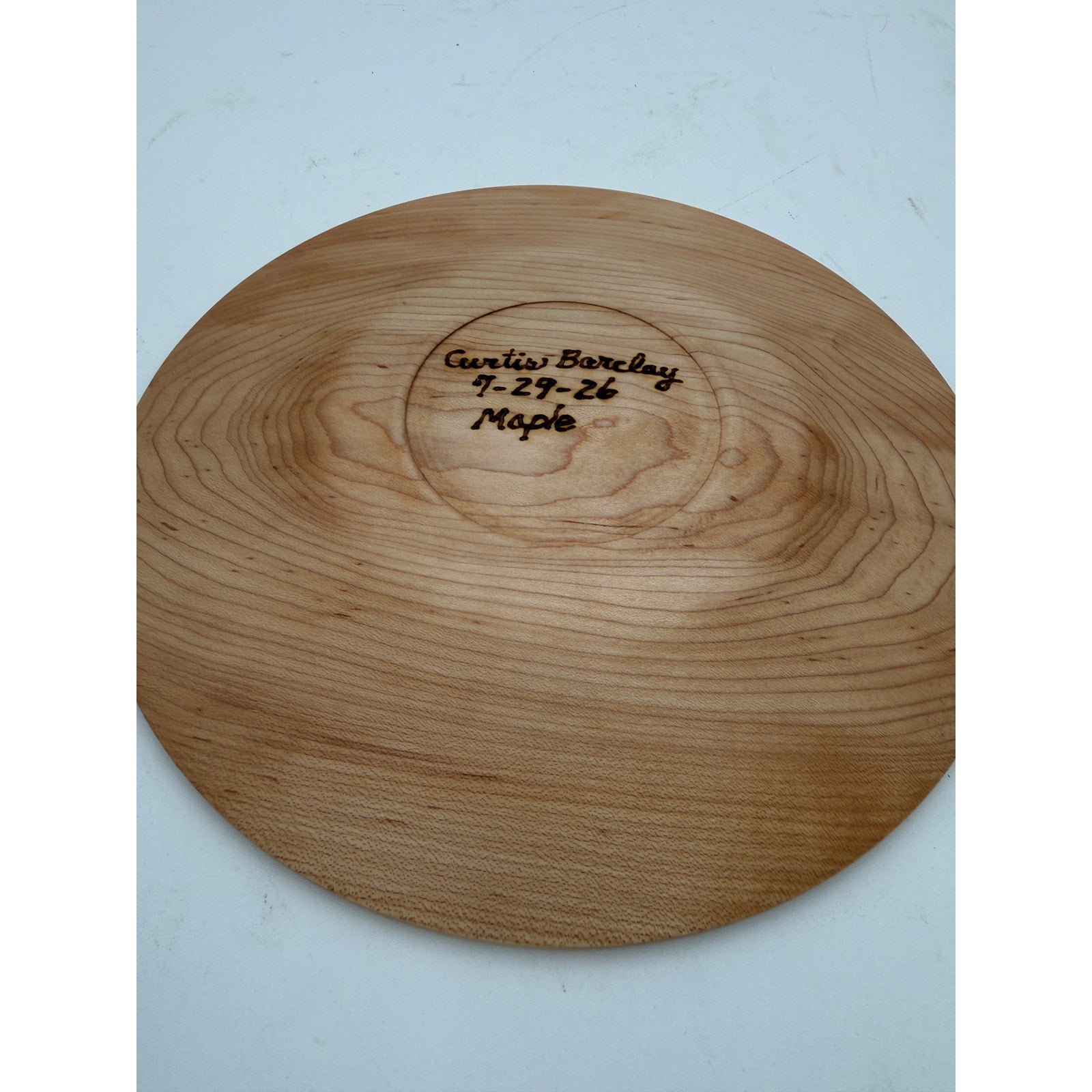 Hand Turned Maple Wood Platter, 10 Inch, Artisan Tableware, Rustic Kitchen Decor