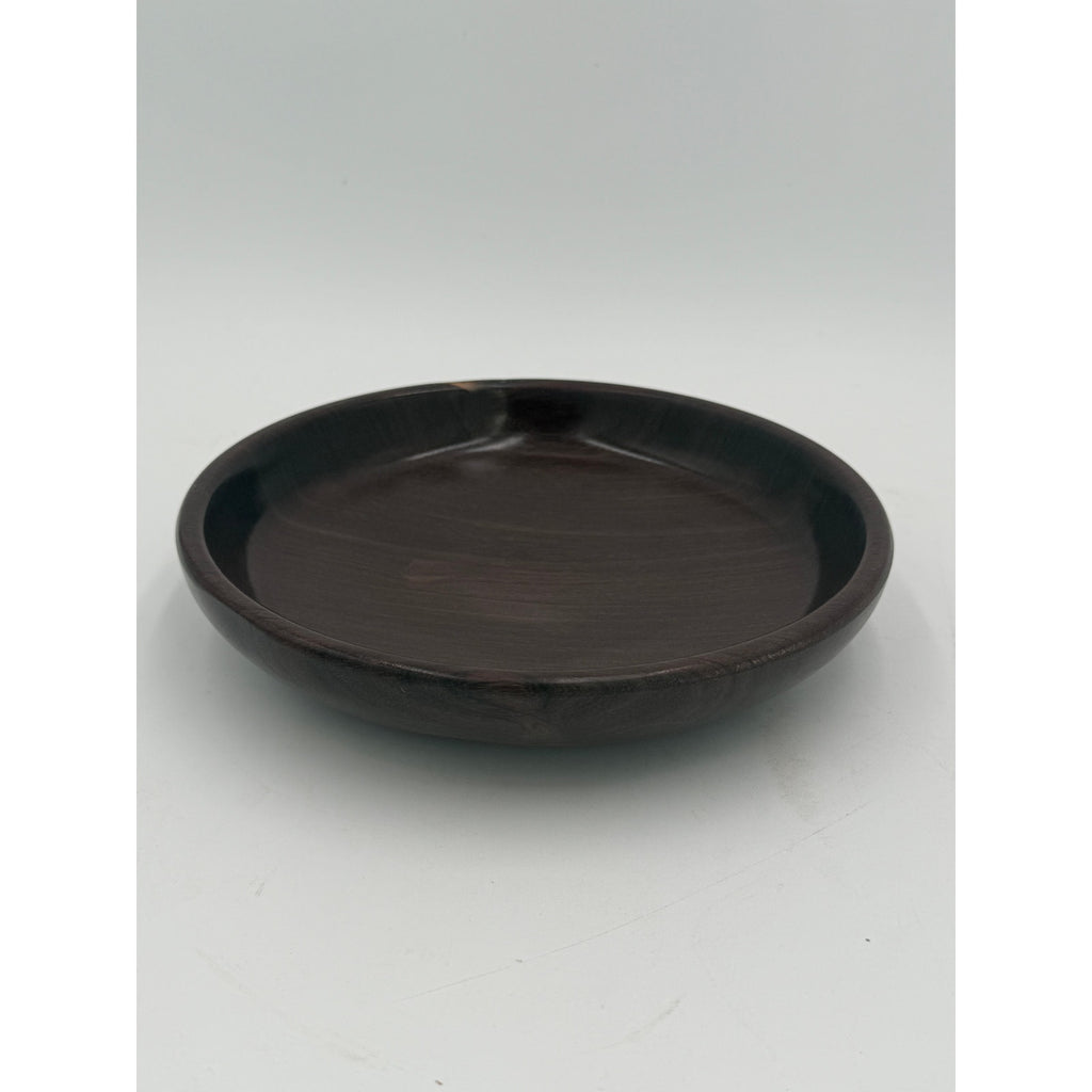 Minimal Dark Wood Serving Bowl 9x2, hand crafted, functional dish, rustic modern decor, small fruit or snack