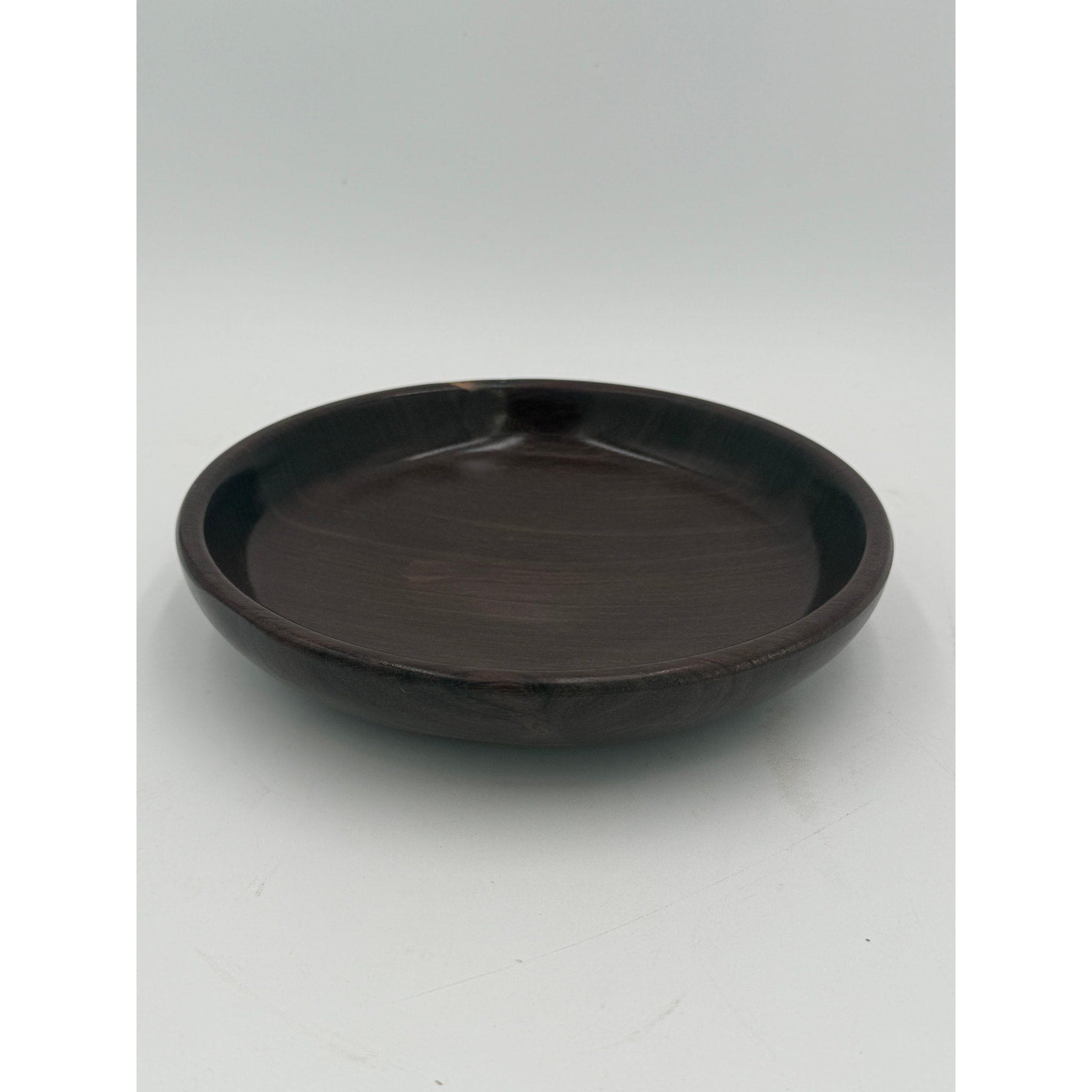 Minimal Dark Wood Serving Bowl 9x2, hand crafted, functional dish, rustic modern decor, small fruit or snack