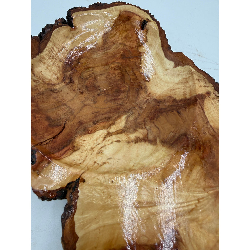 Maple Burl Live Edge Hand Turned Wood Bowl, decorative centerpiece, 11"x7"x2", artisan crafted, natural bark edge