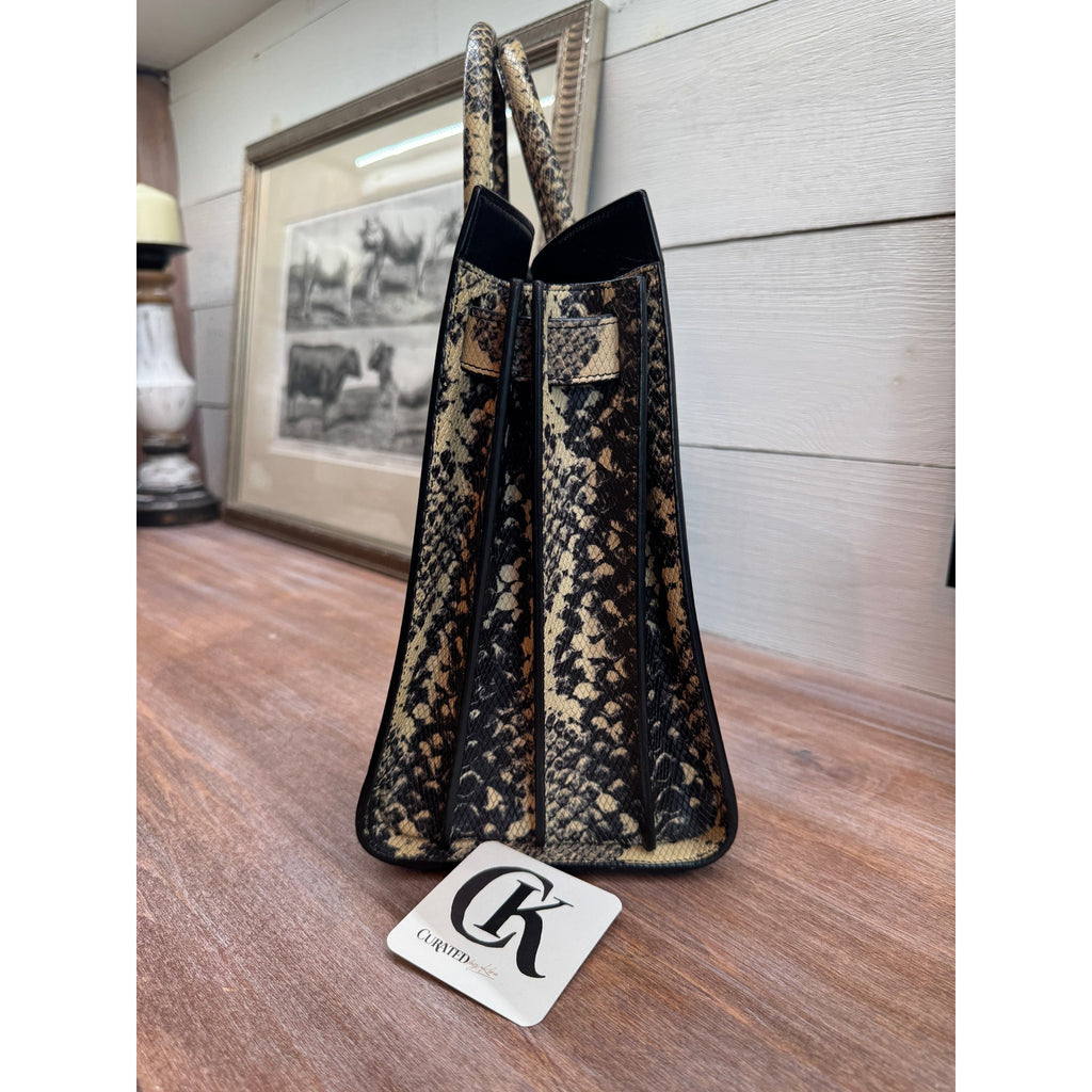 Saint Laurent Black & Snakeskin Sac de Jour Tote Bag - Excellent Condition